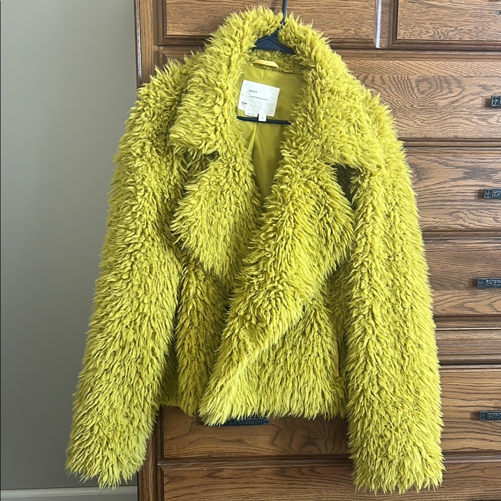 Anthropologie Chartreuse Teddy Jacket
